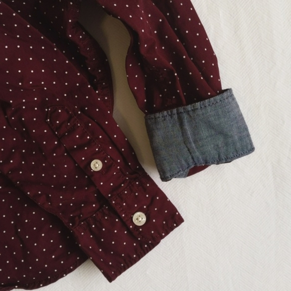 h&m l.o.g.g. maroon micro dot button down collared dress shirt 18-24 months baby - Picture 5 of 6